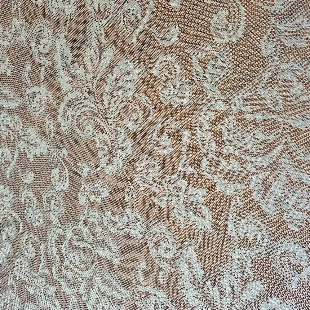 Kensington Pearl Baroque Set of 3 Vintage Damask Lace Fringe Panels  45 x 84 IN